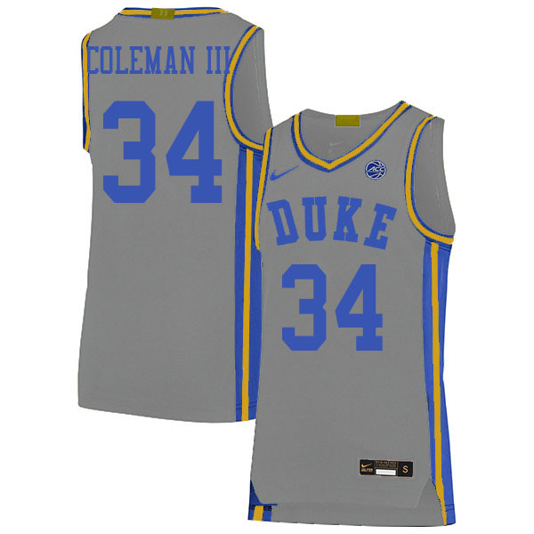 Duke Blue Devils #34 Henry Coleman III College Basketball Jerseys Sale-Gray